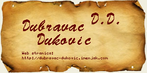 Dubravac Duković vizit kartica
